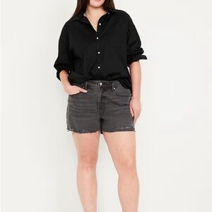 Old Navy High-Rise OG Straight faded black denim shorts size 10